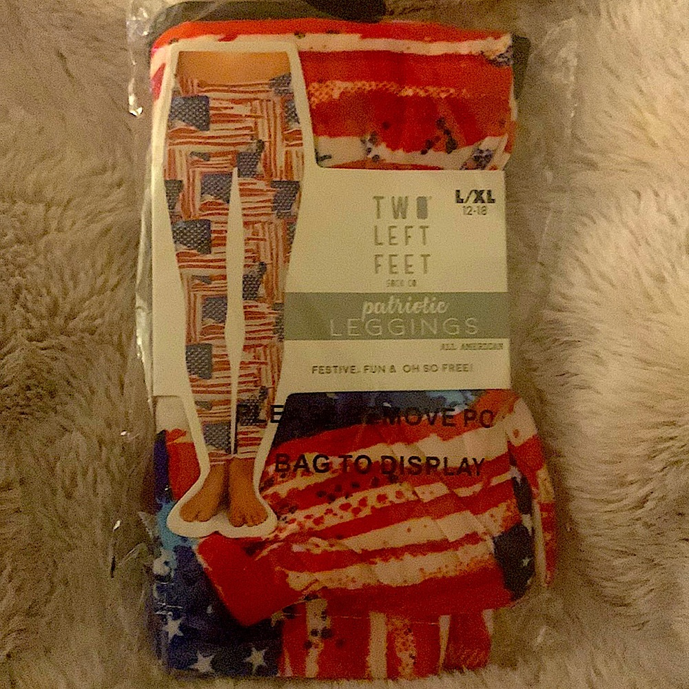 Patriotic leggings NWT L/XL Red White Blue